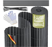 KESSER® - Divisorio per stanze in PVC, 80 x 400 cm, protezione da sguardi indiscreti e dal vento, lamelle rinforzate per balcone, giardino e terrazza, con fascette, copertura e guanti inclusi, colore
