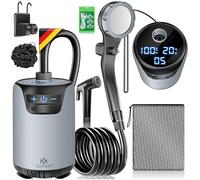 KESSER® Doccia da campeggio, doccia mobile con pompa e batteria ricaricabile, 8000 mAh, set doccia da campeggio, con soffione doccia regolabile, tubo da 2 m, pistola a spruzzo e supporto