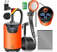 KESSER® Doccia da campeggio, doccia mobile con pompa e batteria ricaricabile, 8000 mAh, set doccia da campeggio, con soffione doccia regolabile, tubo da 2 m, pistola a spruzzo e supporto