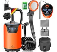 KESSER® Doccia da campeggio solare con pompa e batteria ricaricabile da 8000mAh Doccia mobile | Set doccia da campeggio con testa doccia regolabile, tubo da 2m, pistola a spruzzo, supporto e serbatoio