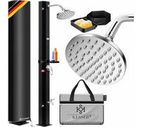 KESSER® Doccia solare da 60 litri con ripiano per doccia in metallo, copertura protettiva e borsa | acqua calda max. 60 °C | senza collegamento | doccia piscina campeggio | soffione doccia a pioggia |