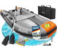 KESSER® Gommone Wave 230-320 cm, set da 6 pezzi gonfiabile - barca + panca, pompa ad aria, pagaia, kit di riparazione, borsa, barca da pesca, barca a pagaia piccola e grande - combinazione motore