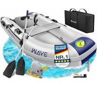 KESSER® Gommone Wave 230-380 cm, set da 6 pezzi gonfiabili - barca + panca, pompa ad aria, pagaia, kit di riparazione, borsa, barca da pesca, barca a pagaia piccola e grande, combinazione motore