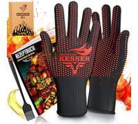 KESSER® Guanti da barbecue resistenti al calore fino a 500° | Guanti da forno traspiranti e con manico antiscivolo | Guanti in tessuto aramidico | Guanti da camino lavabili in lavatrice