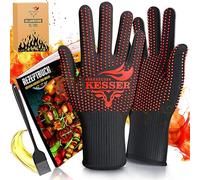 KESSER® Guanti da barbecue resistenti al calore fino a 500° | Guanti da forno traspiranti e con manico antiscivolo | Guanti in tessuto aramidico | Guanti da camino lavabili in lavatrice