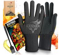 KESSER® Guanti da barbecue resistenti al calore fino a 500° | Guanti da forno traspiranti e con manico antiscivolo | Guanti in tessuto aramidico | Guanti da camino lavabili in lavatrice