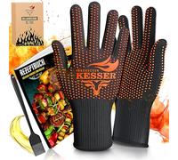 KESSER® Guanti da barbecue resistenti al calore fino a 500° | Guanti da forno traspiranti e con manico antiscivolo | Guanti in tessuto aramidico | Guanti da camino lavabili in lavatrice