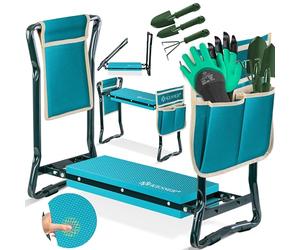 KESSER® Inginocchiatore 2 in 1 XXL per il giardinaggio Cuscino imbottito Cuscino in schiuma eva Sgabello da giardino Pieghevole Incl. 2 borse per attrezzi Panca da giardino Regolabile in altezza