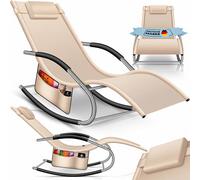 KESSER Lettino da giardino, sedia a sdraio, sedia a sdraio, sedia a dondolo, sedia a dondolo, ergonomica, cuscino resistente alle intemperie, carico di 150 kg, con tasca laterale, colore beige