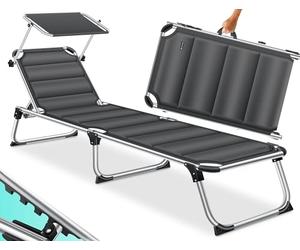 KESSER® Lettino da sole SUN con tettuccio - lettino da giardino sedia a sdraio pieghevole - con parasole - schienale reclinabile, ergonomico - superficie di riposo imbottita, antracite