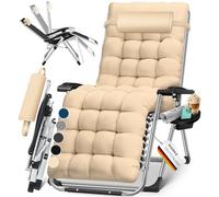 Kesser® Lettino Sedia a Sdraio Pieghevole con portabicchieri, da Giardino con Cuscino, Extra Large, con Schienale Regolabile