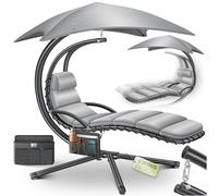KESSER® Lettino sospeso, con ombrellone, altezza 200, lunghezza 194, larghezza 100 cm, sedia a dondolo amaca, portata fino a 120 kg, cuscino per il collo, borsa inclusa