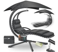 KESSER® Lettino sospeso, con ombrellone, altezza 200, lunghezza 194, larghezza 100 cm, sedia a dondolo amaca, portata fino a 120 kg, cuscino per il collo, borsa inclusa