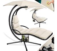 KESSER® Lettino Sospeso Con Tettuccio Parasole, Sdraio Sospesa, Da Sole e Relax, Oscillante, Amaca, Capacità Fino a 120 kg, a Dondolo