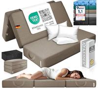 KESSER Materasso pieghevole 160 x 195 x 15 cm, pieghevole a 3 scomparti, in gommapiuma 25 kg/m³, extra spesso, 15 cm, traspirante, lavabile, fodera rimovibile, inclusa borsa da campeggio