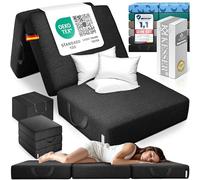 KESSER® Materasso pieghevole 90x200x15 cm, per ospiti, a 3 scomparti, gommapiuma 25 kg/m³, extra spesso, traspirante, lavabile, fodera rimovibile, con borsa