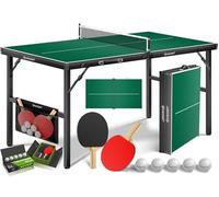 KESSER Mini tavolo da ping pong per esterni, con set di racchette da ping pong, palline da ping pong e rete T, resistente alle intemperie, laminato, pieghevole, per viaggi, design valigia, 153 x 76,5