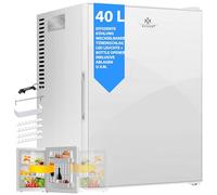 KESSER® Minifrigo, Capacità minibar 40 litri, Silenzioso 22db, Camera da letto, Cerniera porta frontale in vetro, circa 4°-16°C Altezza 57cm, Illuminazione interna, Bianco
