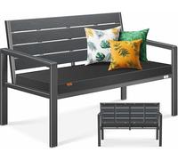 KESSER® Panca da giardino con cuscino, resistente alle intemperie, 2 posti, effetto legno, per giardino, terrazza, balcone, portata fino a 300 kg, resistente ai raggi UV, con rivestimento rimovibile e