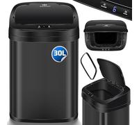 KESSER® Pattumiera con sensore da Cucina, Automatica, con sensore di Movimento, con Pannello Touch e sensore, Display LCD, in Acciaio Inox, Nero - 30 Litri