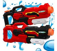 KESSER® Pistola ad acqua set di 2 pistole ad acqua pistole a spruzzo portata 10-11 metri, capacità 1500 ml divertimento acquatico giocattoli da spiaggia all'aperto, nero/rosso