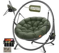 KESSER® Poltrona sospesa con telaio Bali, altalena sospesa fino a 150 kg, per interni ed esterni, cuscino e tasca laterale, cestino sospeso, struttura in acciaio e imbottitura in gommapiuma, ideale