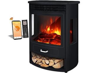 KESSER® Prio Camino elettrico con stufa, termoventilatore, telecomando 950/1900 W caminetto elettrico, effetto fiamma LED Caminetto elettrico