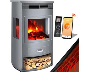 KESSER® Prio Camino elettrico con stufa, termoventilatore, telecomando 950/1900 W caminetto elettrico, effetto fiamma LED Caminetto elettrico