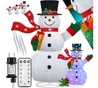 KESSER® Pupazzo di Neve LED 120 cm Luci Decorazione Natalizia per Interni ed Esterni Resistente alle intemperie IP44 con Telecomando e picchetti Luci Natalizie Babbo Natale
