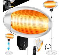 KESSER Radiatore, fasciatoio, radiatore di calore con protezione anti-schegge e spegnimento ribaltabile, piedistallo, 2 in 1 (adatto anche per il montaggio a parete) a infrarossi ✓ Riscaldamento per