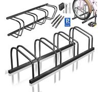 KESSER® Rastrelliere per Bicicletta con targhetta di parcheggio, Supporto Multiplo con Distanza di 37 cm, per Pneumatici di Larghezza 30-65 mm, Supporto per Bicicletta, 4 Biciclette - Nero