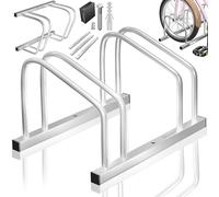 KESSER® Rastrelliere per Bicicletta con targhetta di parcheggio, Supporto Multiplo con Distanza di 37 cm, per Pneumatici di Larghezza 30-65 mm, Supporto per Bicicletta, 2 Biciclette - Argento