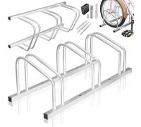 KESSER® Rastrelliere per Bicicletta con targhetta di parcheggio, Supporto Multiplo con Distanza di 37 cm, per Pneumatici di Larghezza 30-65 mm, Supporto per Bicicletta, 3 Biciclette - Argento