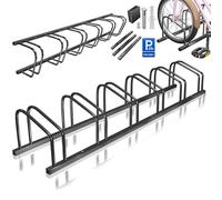 KESSER® Rastrelliere per Bicicletta con targhetta di parcheggio, Supporto Multiplo con Distanza di 37 cm, per Pneumatici di Larghezza 30-65 mm, Supporto per Bicicletta, 6 Biciclette - Nero