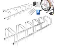 KESSER® Rastrelliere per Bicicletta con targhetta di parcheggio, Supporto Multiplo con Distanza di 37 cm, per Pneumatici di Larghezza 30-65 mm, Supporto per Bicicletta, 6 Biciclette - Argento