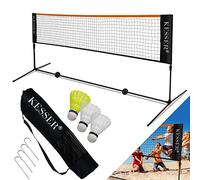 KESSER Rete da badminton, rete da tennis | 300 cm | 400 cm | 500 cm | Rete da badminton con altezza regolabile in 3 posizioni, set composto da rete, 3 palline da badminton, telaio in ferro resistente