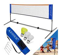 KESSER® Rete da badminton, rete da tennis Rete da volano regolabile in altezza in 3 direzioni, set composto da rete, 3x volani di badminton, stabile struttura in ferro, borsa per il trasporto