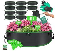 KESSER® Sacchetti per piante da 190 litri, 2 pezzi, in tessuto non tessuto, con targhette per nome, per patate, con finestra e manici, per verdure, fiori, frutta, 60 Litri (60x25), Set di 10