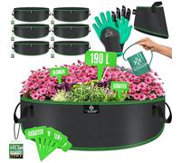 KESSER® Sacchetti per piante da 190 litri, 2 pezzi, in tessuto non tessuto, con targhette per nome, per patate, con finestra e manici, per verdure, fiori, frutta, 190 Litri, Set di 6