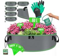 KESSER® Sacchetti per piante da 190 litri, 2 pezzi, in tessuto non tessuto, con targhette per nome, per patate, con finestra e manici, per verdure, fiori, frutta, 60 Litri (60x25), Set di 5