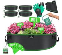 KESSER® Sacchetti per piante da 190 litri, 2 pezzi, in tessuto non tessuto, con targhette per nome, per patate, con finestra e manici, per verdure, fiori, frutta, 190 Litri, Set di 4