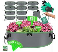 KESSER® Sacchetti per piante da 190 litri, 2 pezzi, in tessuto non tessuto, con targhette per nome, per patate, con finestra e manici, per verdure, fiori, frutta, 60 Litri (60x25), Set di 10