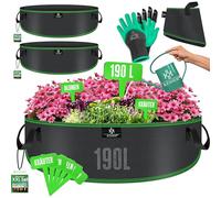 KESSER® Sacchetti per piante da 190 litri, 2 pezzi, in tessuto non tessuto, con targhette per nome, per patate, con finestra e manici, per verdure, fiori, frutta, 190 Litri, Set di 2
