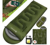 KESSER Sacco A Pelo Coperta Da Campeggio Leggero Portatile Caldo E Idrorepellente Inclusa Lampada Da Campeggio E Tasca Laterale 220 X 83 Cm - Cachi