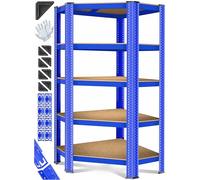 KESSER® - Scaffale angolare adatto per carichi pesanti, 180 x 75 x 40 cm, portata complessiva fino a 875 kg, 5 ripiani regolabili, in pannelli di fibra a media densità (MDF) e metallo, scaffalatura per officina, cantina, garage, colore: blu