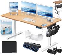 KESSER® Scrivania elettrica regolabile in altezza, Scrivania ergonomica per postura eretta, Controllo di memoria a 3 funzioni, incl. Ruote a 360° e Porta di ricarica USB, 140x70 cm - Beige