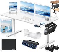KESSER® Scrivania elettrica regolabile in altezza, Scrivania ergonomica per postura eretta, Controllo di memoria a 3 funzioni, incl. Ruote a 360° e Porta di ricarica USB, 140x70 cm - Bianco