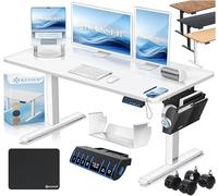 KESSER® Scrivania elettrica regolabile in altezza, Scrivania ergonomica per postura eretta, Controllo di memoria a 3 funzioni, incl. Ruote a 360° e Porta di ricarica USB, 120x60 cm - Bianco