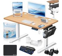 KESSER® Scrivania elettrica regolabile in altezza, Scrivania ergonomica per postura eretta, Controllo di memoria a 3 funzioni, incl. Ruote a 360° e Porta di ricarica USB, 100x60 cm - Beige
