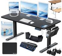 KESSER® Scrivania elettrica regolabile in altezza, Scrivania ergonomica per postura eretta, Controllo di memoria a 3 funzioni, incl. Ruote a 360° e Porta di ricarica USB, 120x60 cm - Nero